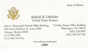 Barack Obama and Joseph Biden Original Senatorial Business Cards